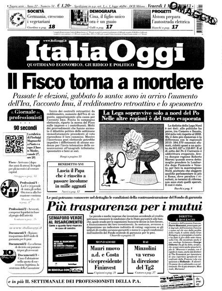 Italia oggi : quotidiano di economia finanza e politica